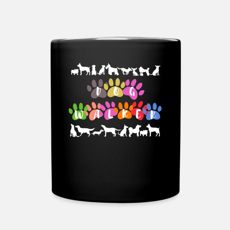 Dog dog walk dog mom dog owner - Full Colour Mug - black