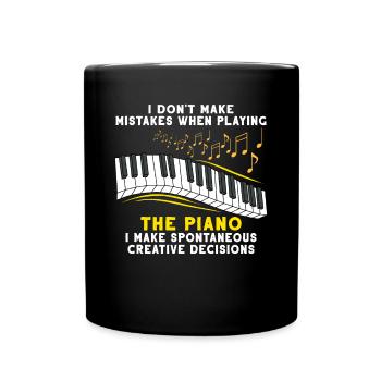 Piano music keyboard musician instrument gift - Full Colour Mug - black - Front