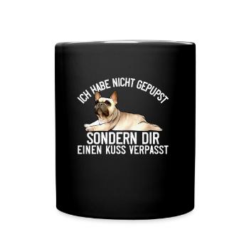 Französische Bulldogge - Tasse einfarbig - Schwarz - Vorne