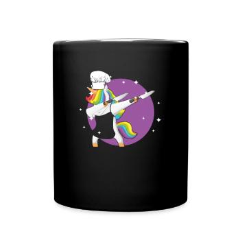 Einhorn-Chef, der betupfendes Pony-Geschenk kocht - Tasse einfarbig - Schwarz - Vorne