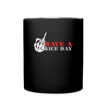 Avoir un cadeau de signe de doigt du milieu squelette de Nice Day - Mug uni - noir - Devant