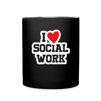 J'adore le travail libéral du travailleur social - Mug uni - noir - Devant