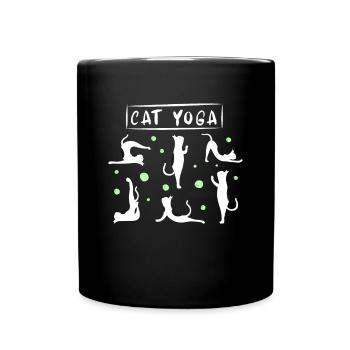 Cat Yoga Katze Katzen Haustier Schnurren Geschenk - Tasse einfarbig - Schwarz - Vorne