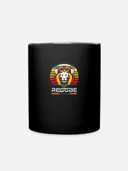 Rasta Lion Jamaican Reggae Music Rasta - Full Colour Mug - black
