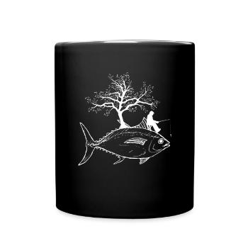 Fischen-Freizeit-Fischen-Fisch-cooles Fischen-Geschenk - Tasse einfarbig - Schwarz - Vorne