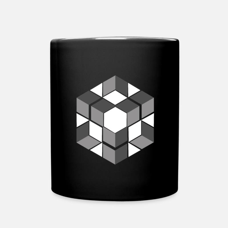 Geometrische Würfel-nahtlose Muster-Grafik - Tasse einfarbig - Schwarz