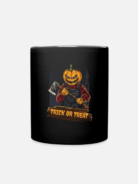 Trick Or Treat Freaky Halloween Pumpkin Gift - Full Colour Mug - black