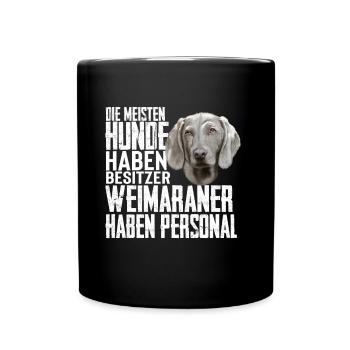 Weimaraner Hund Hunderasse - Tasse einfarbig - Schwarz - Vorne