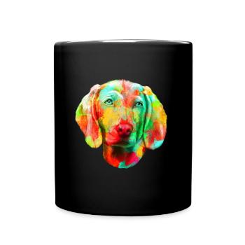Weimaraner Hund Hunderasse - Tasse einfarbig - Schwarz - Vorne