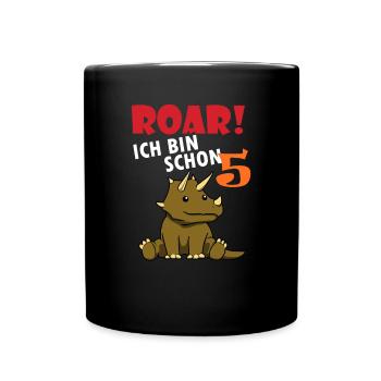 5. Geburtstag Dinosaurier Triceratops Geschenk - Tasse einfarbig - Schwarz - Vorne