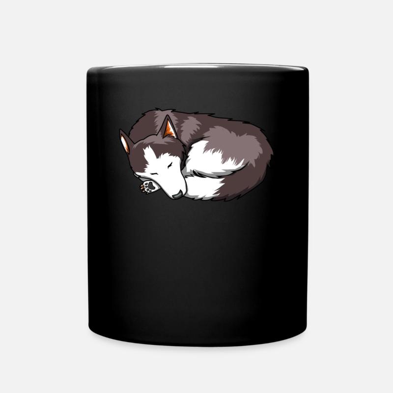 Siberian Husky Nope sleeping gift - Full Colour Mug - black