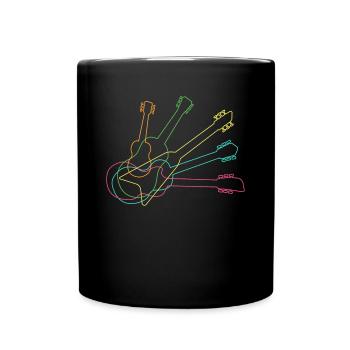 Guitar music guitar player guitarist neon - Full Colour Mug - black - Front