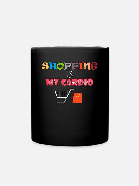 Einkaufen Shopping Einkaufswagen Cardio Geschenk - Tasse einfarbig - Schwarz