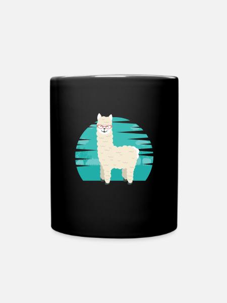 Lustiger Wiederkäuer-Säugetier-Alpaka-Guanaco-Kamel mögen - Tasse einfarbig - Schwarz