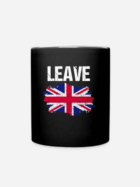 Leave British UK Brexit Europe Politics Exit Gift - Full Colour Mug - black