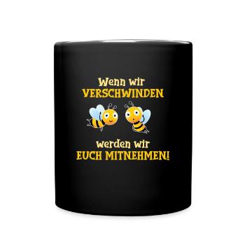 Bienen Biene Imkerei Wabe Bienenstock Bee Geschenk - Tasse einfarbig - Schwarz - Vorne
