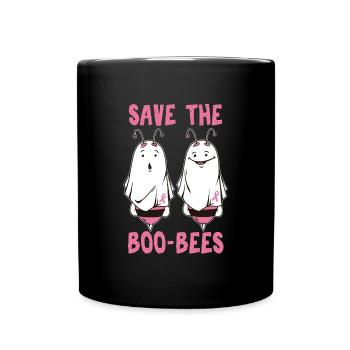 Speichern Sie das niedliche Brustkrebs-Bewusstseins-Geschenk der Boobees - Tasse einfarbig - Schwarz - Vorne