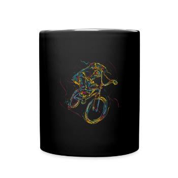 Biking Bikers Fahrrad Fitness Übung Kunst Geschenk - Tasse einfarbig - Schwarz - Vorne