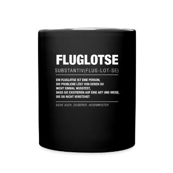 Fluglotse Fluglotsin Fliegen Flugzeug Job Geschenk - Tasse einfarbig - Schwarz - Vorne