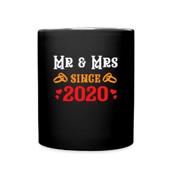 Herr und Frau seit 2020 Jubiläumsgeschenk - Tasse einfarbig - Schwarz - Vorne