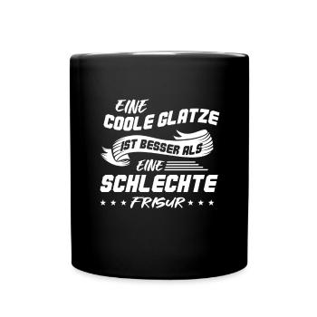 Coole Glatze Glatzkopf Glatzen Haarlos Geschenk - Tasse einfarbig - Schwarz - Vorne