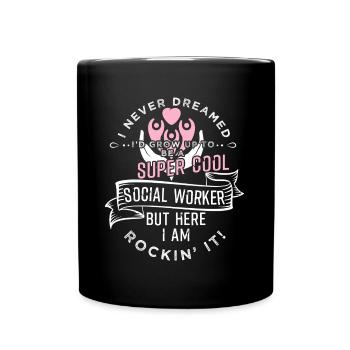 Titre du poste de travailleur social - Mug uni - noir - Devant