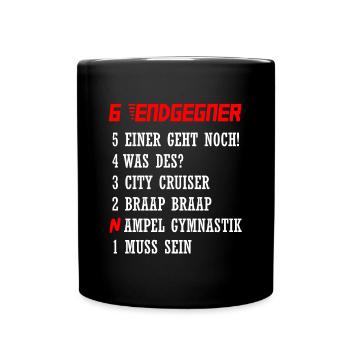 Endgegner Motorrad Fahren Motorradfahrer Geschenk - Tasse einfarbig - Schwarz - Vorne