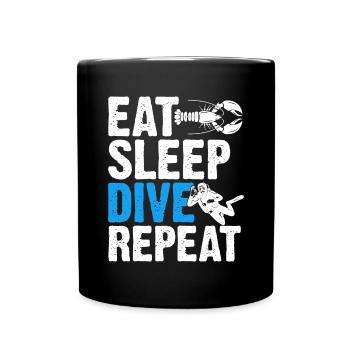 Eat Sleep Dive Repeat Funny Scuba Diving - Full Colour Mug - black - Front