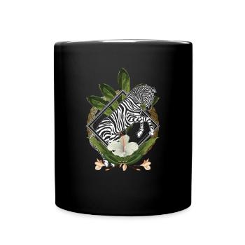 Elegant Hawaiian Zebra Lover Leaf Floral Savannah - Full Colour Mug - black - Front