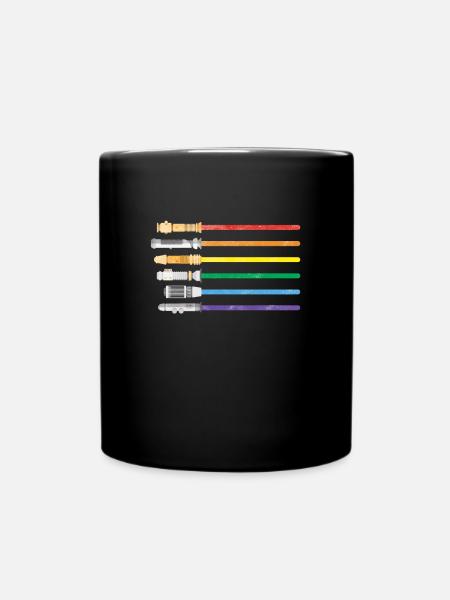 Lightsaber Rainbow Gay Pride Lesbian LGBT - Full Colour Mug - black