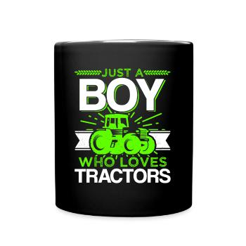 Just A Boy Who Loves Tractors Funny Farmer Gift - Full Colour Mug - black - Front
