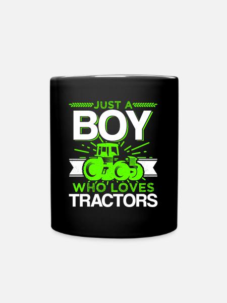 Just A Boy Who Loves Tractors Funny Farmer Gift - Full Colour Mug - black