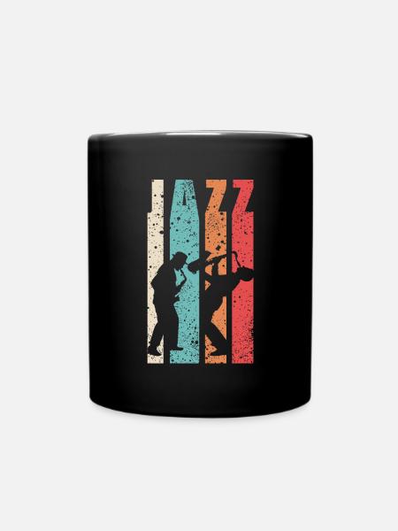 Jazz Retro Saxophone Music Jazz Band Lovers - Full Colour Mug - black