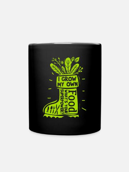 I Grow My Own Food Funny Gardener - Full Colour Mug - black