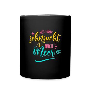 Sehnsucht Nach Meer Urlaub Strandurlaub Geschenk - Tasse einfarbig - Schwarz - Vorne