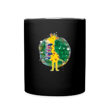 Giraffe Holding Books I Love Books - Full Colour Mug - black - Front