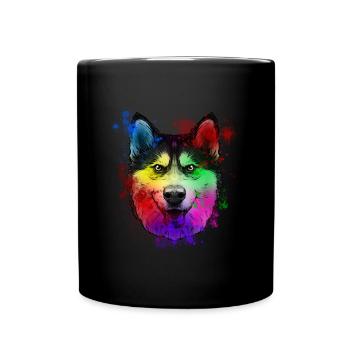 Sibirischer Husky Hund - Tasse einfarbig - Schwarz - Vorne