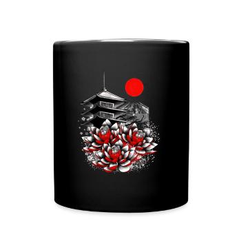 Asian geisha japan lotus - Full Colour Mug - black - Front