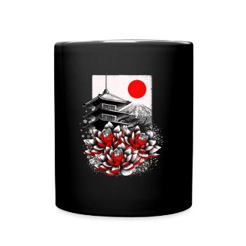 Asiatique geisha japon lotus - Mug uni - noir - Devant