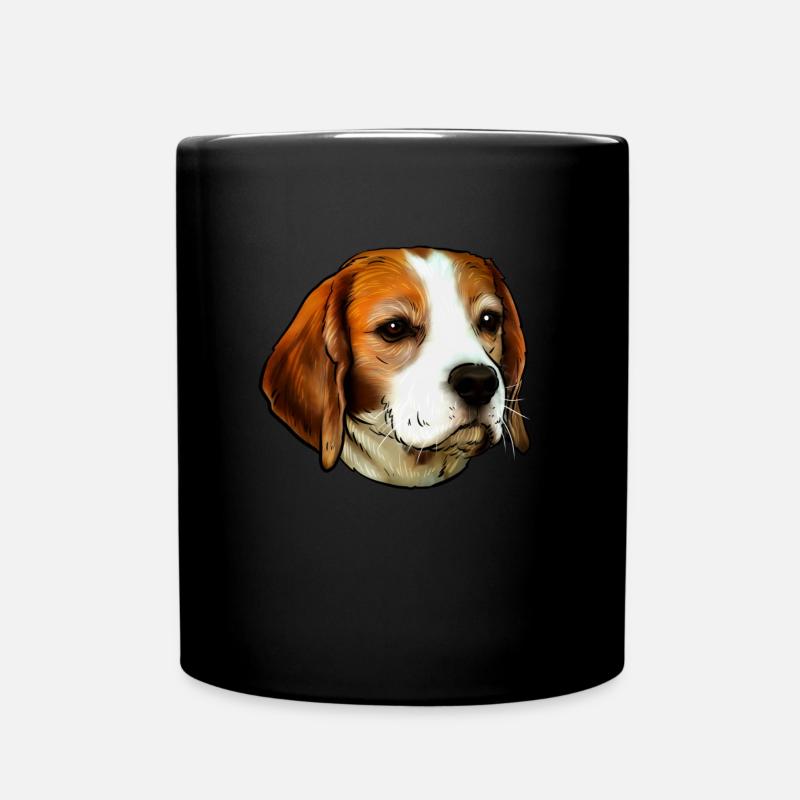 Beagle dog portrait - Full Colour Mug - black