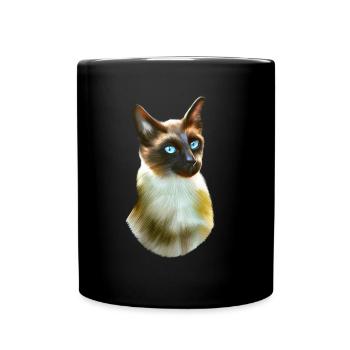 Siamese cat portrait - Full Colour Mug - black - Front