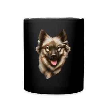 Eurasier Hund - Tasse einfarbig - Schwarz - Vorne