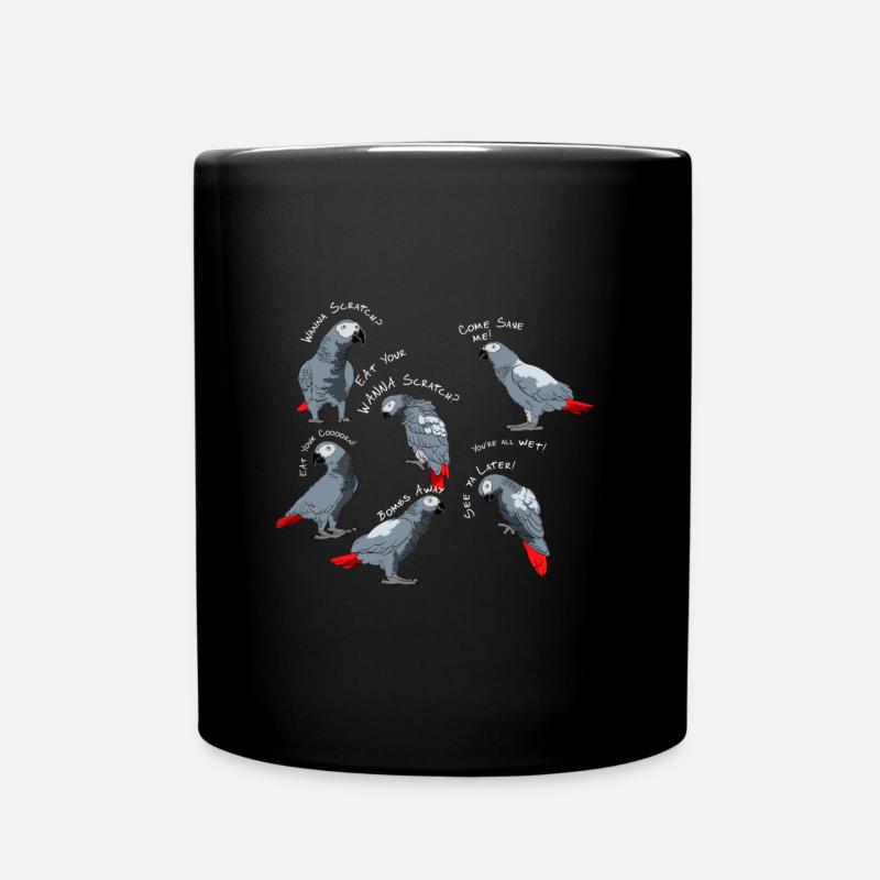 Graupapagei Sprüche - Tasse einfarbig - Schwarz