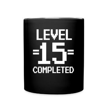 15th Birthday Retro Level 15 Years Party - Full Colour Mug - black - Front