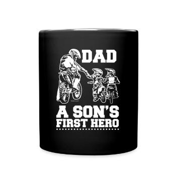 Biker Dad Father Two Sons Children Motocross Gift - Full Colour Mug - black - Front