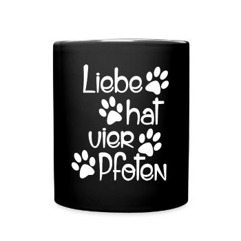 Liebe hat vier Pfoten [white] - Tasse einfarbig - Schwarz - Vorne