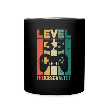 33. Geburtstag Zocker Retro Level 33 Jahre - Tasse einfarbig - Schwarz - Vorne