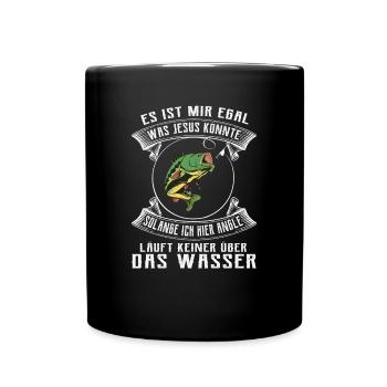 Angeln Angler Jesus Fischer Fischen Geschenkidee - Tasse einfarbig - Schwarz - Vorne