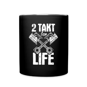 2 Takt for Life DDR Moped Kolben Oldschool - Tasse einfarbig - Schwarz - Vorne