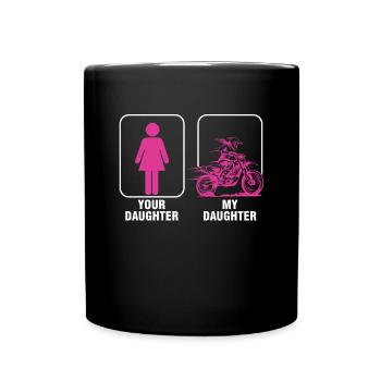 Daughter Father Biker Motocross Motorcycle Gift - Full Colour Mug - black - Front